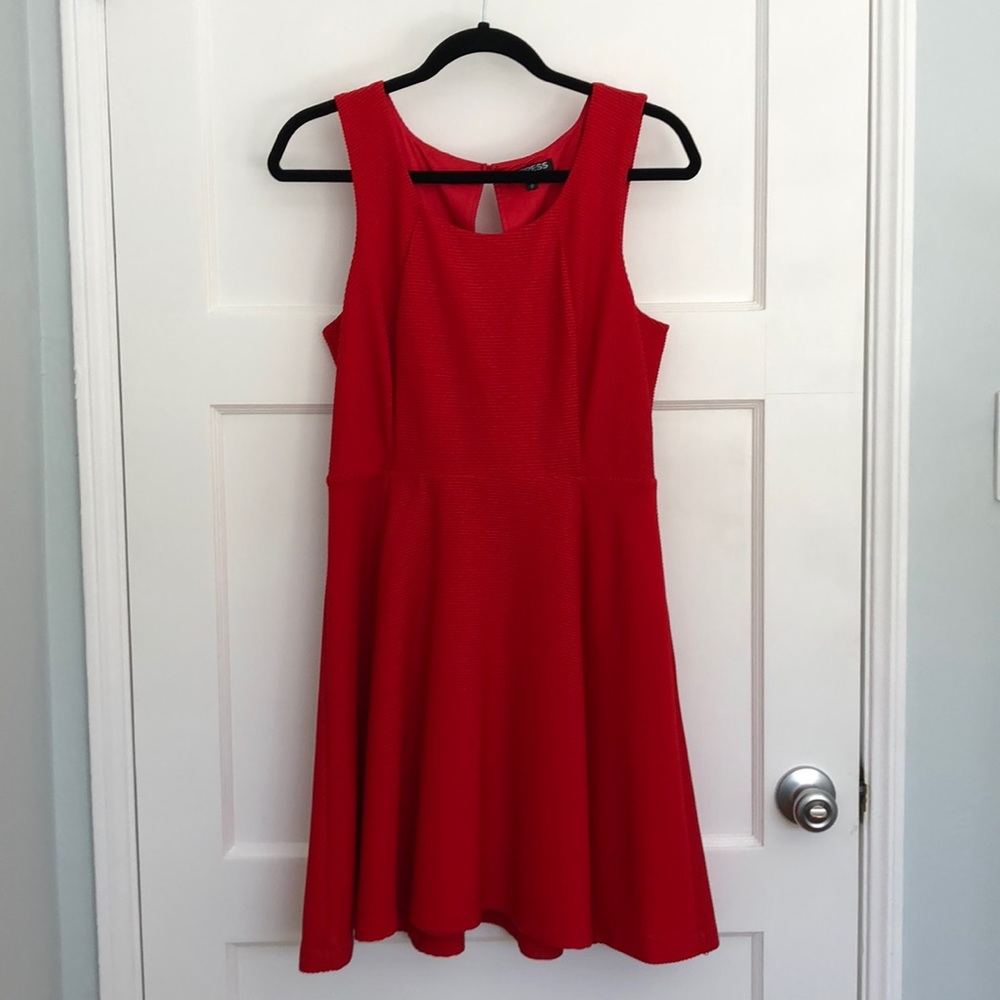 Red Fit and Flare Dress by Express
